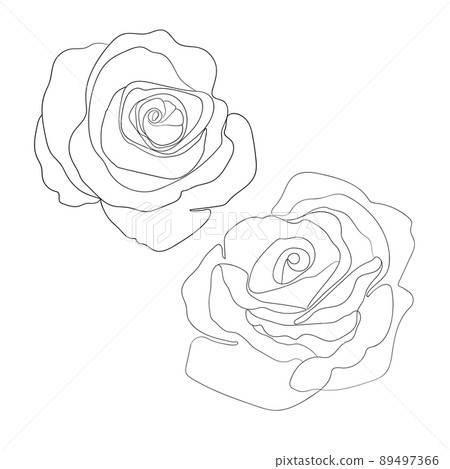 Floral silhouette art line. Flowers in continuous line drawing style. Border with tropical flower. Minimalist black linear sketch. Trendy vector illustration isolated. Contour graphics for design Floral silhouette art line. Flowers in continuous line drawing style. Border with tropical flower. Minimalist black linear sketch. Trendy vector illustration isolated. Contour graphics for design 89497366