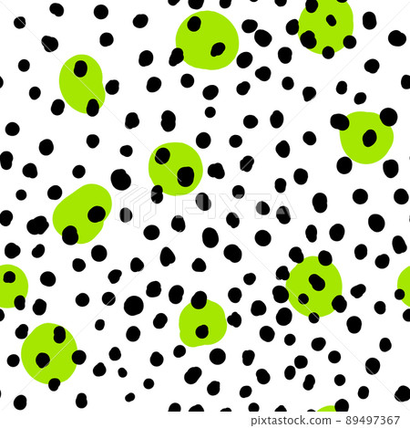 Abstract hand drown polka dots background. White dotted seamless pattern with black circles. Template design for invitation, poster, card, flyer, textile, fabric Abstract hand drown polka dots background. White dotted seamless pattern with black circles. Template design for invitation, poster, card, flyer, textile, fabric 89497367
