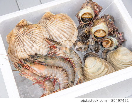 Seafood ingredients for barbecue 89497421
