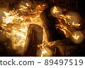 Camping material bonfire fire 89497519