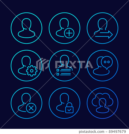 User, account and profile settings line icons User, account and profile settings line icons 89497679