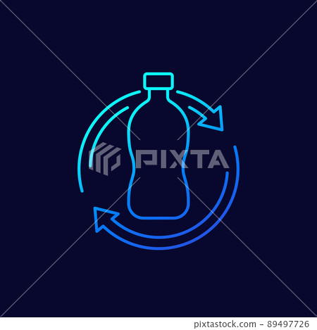 plastic bottle recycling line icon, vector art plastic bottle recycling line icon, vector art 89497726