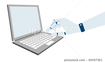 RPA, PC and robot hands, image illustrations of robots doing work, vectors 89497961