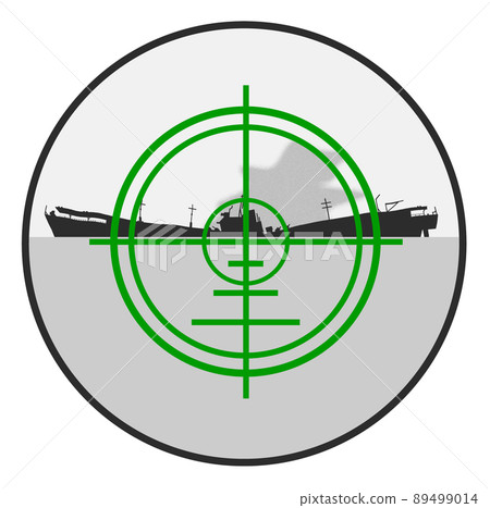 Illustration of sinking a battleship in the war 89499014