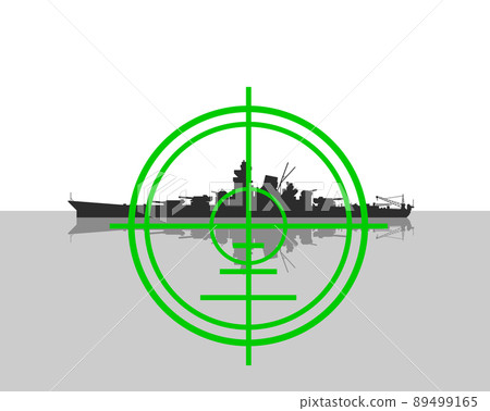 針對戰爭中一艘軍艦的瞄準插圖 89499165