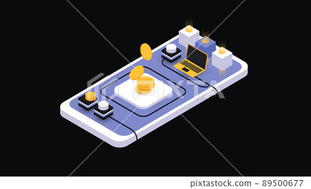 Digital Money Illustration. Isometric Blockchain Digital Money Illustration. Isometric Blockchain 89500677