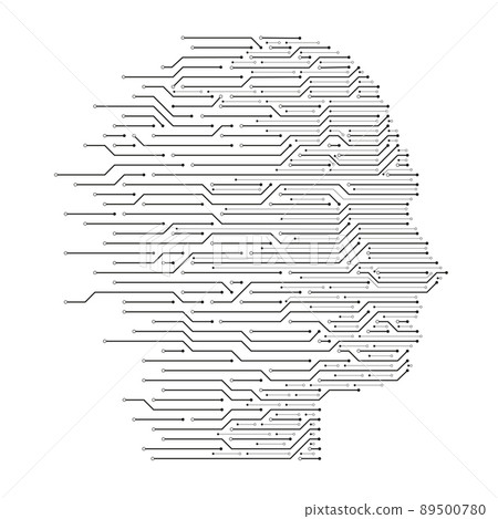 Artificial intelligence head. Human data... - Stock Illustration ...