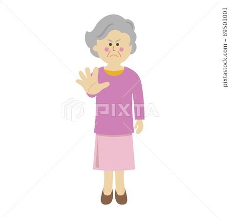 Illustration image of an elderly woman who refuses Illustration image of an elderly woman who refuses 89501001