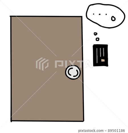 Illustration of the front door of an absent house 89501186