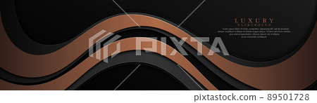 Abstract gold wave overlap layers on dark background and shadow decoration. Modern luxury banner template design with space for text. Realistic dimension shape vector. Vector illustration Abstract gold wave overlap layers on dark background and shadow decoration. Modern luxury banner template design with space for text. Realistic dimension shape vector. Vector illustration 89501728