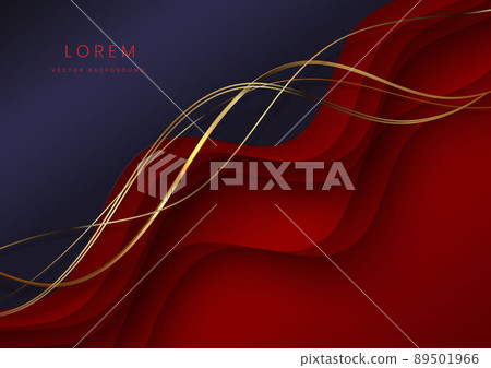 Abstract modern luxury purple and red gradient fluid shape background with golden lines wave and copy space for text. 89501966