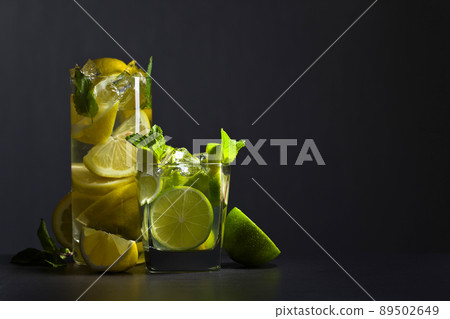 Cocktail with citrus and peppermint. 89502649