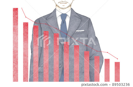 Illustration of a descending graph with a businessman 89503236