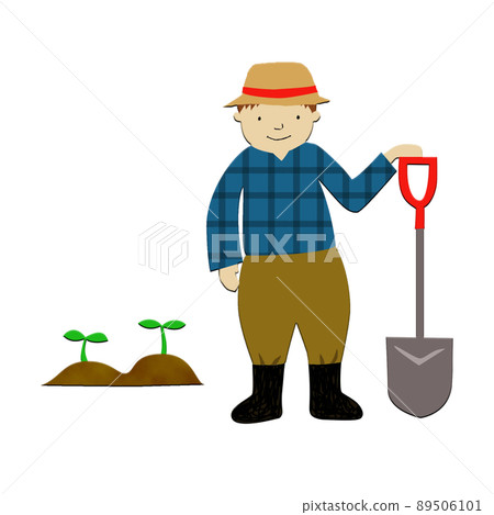 A man with a shovel doing field work A man with a shovel doing field work 89506101