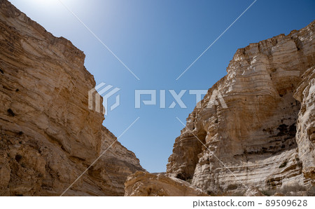 Trail head of the Canyon of Ein Avdat National Park, oasis in the Negev Desert, Southern Israel, Text is Trail head of the Canyon of Ein Avdat National Park, oasis in the Negev Desert, Southern Israel, Text is 89509628