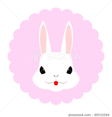 Rabbit face up with tongue out Illustration material 89510569