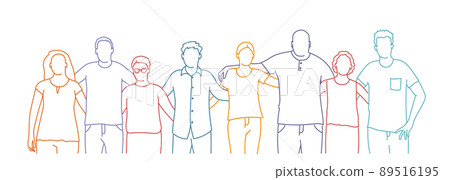 Crowd posing together, hugging men and women. Crowd posing together, hugging men and women. 89516195