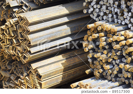 Metal profiles of different kinds are located in the metal products warehouse Metal profiles of different kinds are located in the metal products warehouse 89517300