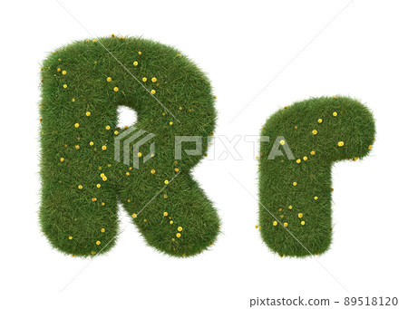 Realistic grass alphabet isolated on white background. Collection. 3D image. 89518120