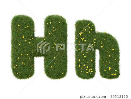 Realistic grass alphabet isolated on white background. Collection. 3D image. 89518130