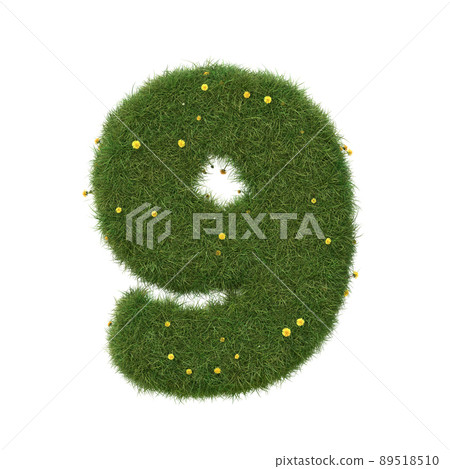 Realistic grass numbers isolated on white background. Collection. 3D image. Realistic grass numbers isolated on white background. Collection. 3D image. 89518510