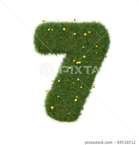Realistic grass numbers isolated on white background. Collection. 3D image. Realistic grass numbers isolated on white background. Collection. 3D image. 89518512
