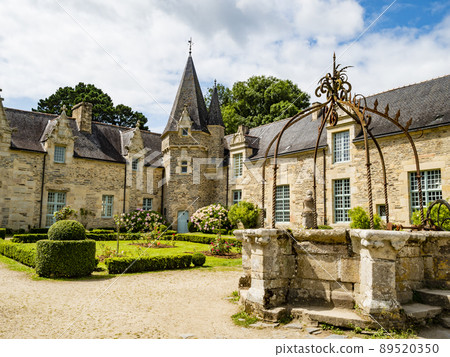 Stunning view of the medieval castle of Rochefort-en-Terre, picturesque village in the Morbihan Department, Brittany, France 89520350