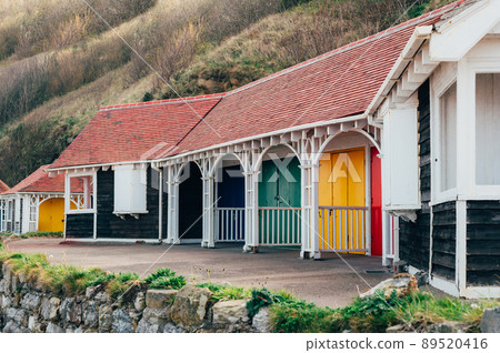 Old beach huts at Scarborough, UK Old beach huts at Scarborough, UK 89520416