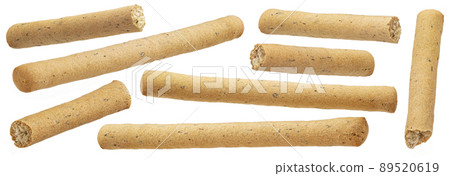 Bread sticks, Grissini isolated on white, full depth of field 89520619