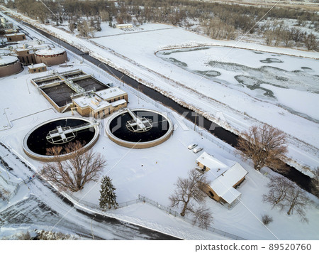 Waste water treatment plant aerial view 89520760