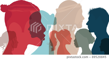 Silhouette profile group of men and women of diverse cultures. Concept of racial equality and anti-racism. Diversity multi-ethnic people. Multicultural and multiracial society. Friendship Silhouette profile group of men and women of diverse cultures. Concept of racial equality and anti-racism. Diversity multi-ethnic people. Multicultural and multiracial society. Friendship 89520845
