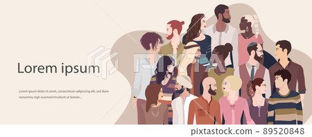Group of men and women from the side of diverse culture. Concept of racial equality and anti-racism. Diversity people. Multicultural and multiracial society. Mixed race. Empowerment.Team 89520848
