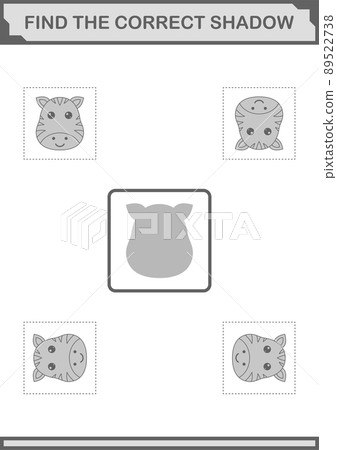 Find the correct shadow Zebra face. Worksheet for kids Find the correct shadow Zebra face. Worksheet for kids 89522738