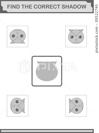 Find the correct shadow Owl face. Worksheet for kids Find the correct shadow Owl face. Worksheet for kids 89522740