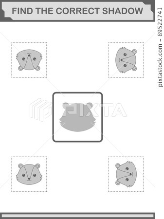 Find the correct shadow Skunk face. Worksheet for kids Find the correct shadow Skunk face. Worksheet for kids 89522741