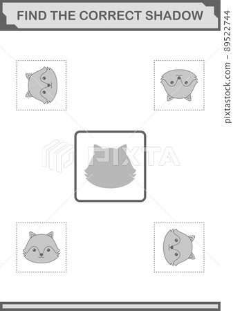 Find the correct shadow Fox face. Worksheet for kids 89522744
