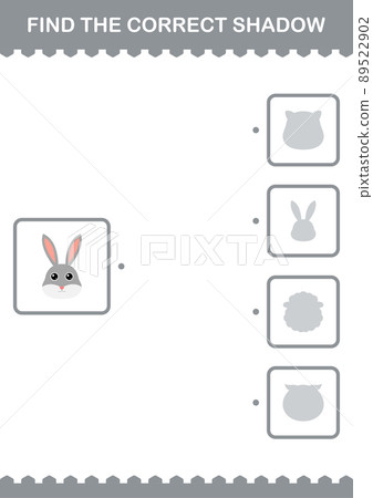 Find the correct shadow Rabbit face. Worksheet for kids 89522902