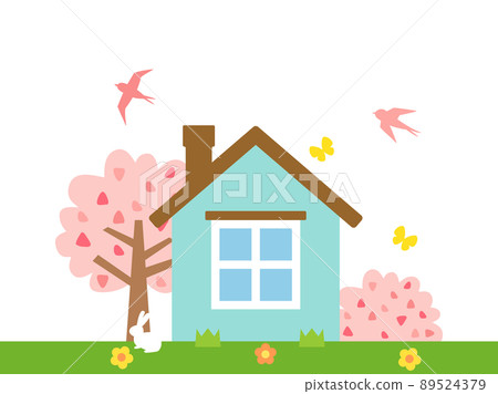 Animation Spring Whit Home Illustration of my home with the image of spring - Stock Illustration ...