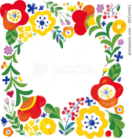 Flower illustration frame heart-shaped 89524401