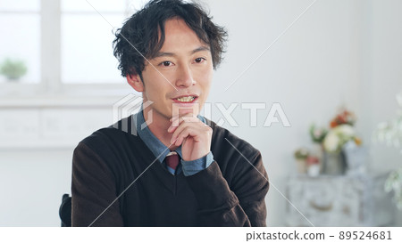 Interview with a talking man Video conference 89524681