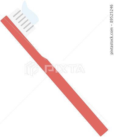 A simple toothbrush with toothpaste red 89525246