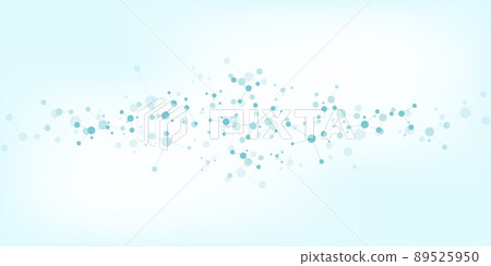 Vector illustration of molecular structure and genetic engineering, molecules DNA, neural network, scientific research. Abstract background for innovation technology, science, healthcare, and medicine 89525950