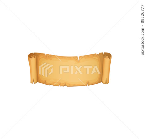 Parchment scroll with torn edges, manuscript map isolated cartoon papyrus. Vector medieval banner or frame, ancient invitation card. Ripped or damaged scripture royal document, worn certificate 89526777