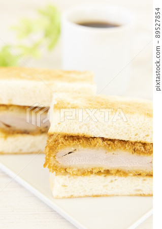Cutlet sandwich and hot coffee Cutlet sandwich and hot coffee 89527854
