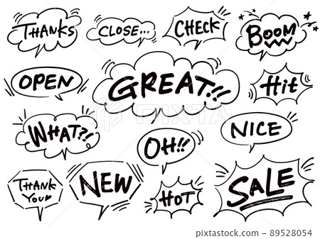Speech balloons and handwritten message set_monochrome 89528054