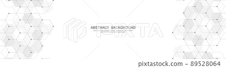 Banner design template. Abstract background with geometric shapes and hexagon pattern. Vector illustration for medicine, technology or science design. 89528064