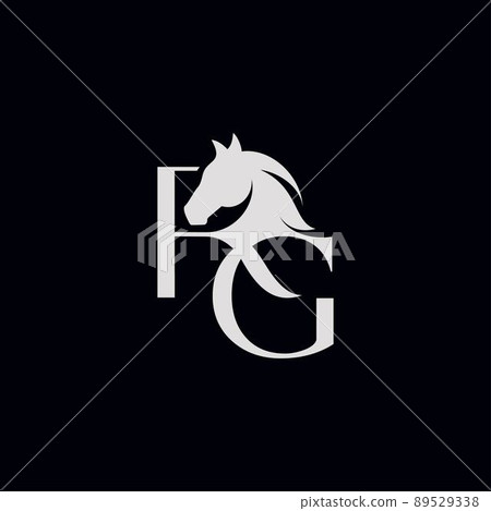 The logo design with the initial letter RG is combined with a modern and professional horse head symbol The logo design with the initial letter RG is combined with a modern and professional horse head symbol 89529338