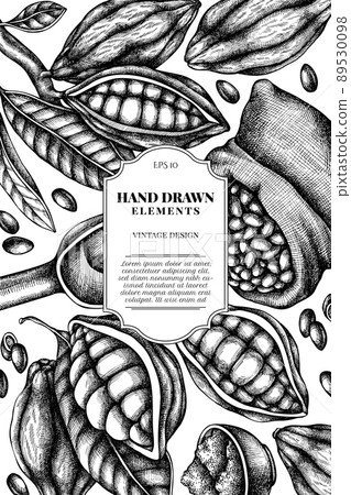 Card design with black and white cocoa beans, cocoa Card design with black and white cocoa beans, cocoa 89530098