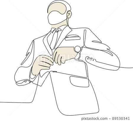 Old businessman in a suit. Minimal outline concept Old businessman in a suit. Minimal outline concept 89530341