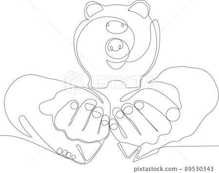 Male hand putting coin into a piggy-bank Male hand putting coin into a piggy-bank 89530343